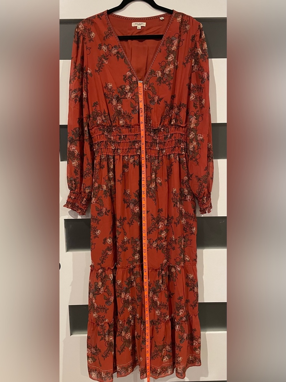 Max Studio Rust Floral Long-Sleeve Maxi Dress - Picture 3 of 6
